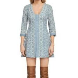 NWT. BCBG Maxazria, Light Blue Vintage Patterned Dress, Small